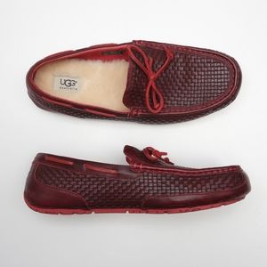 UGG Chester Woven Matador Red Leather Slippers